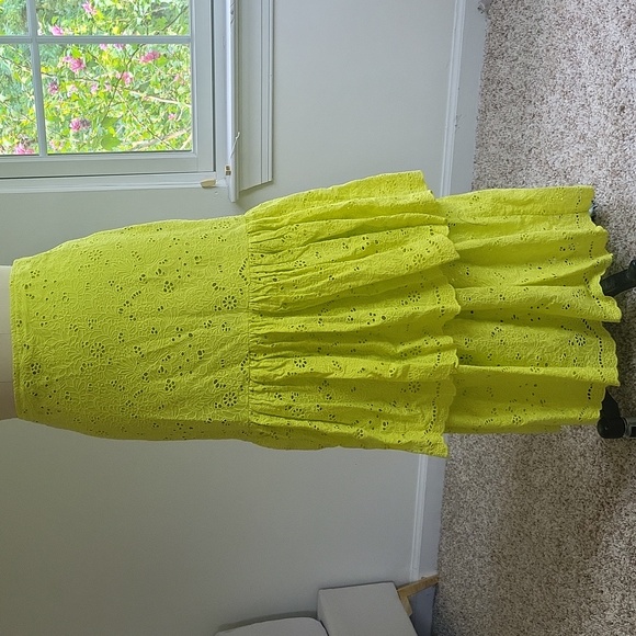 Anthropologie Lime Lace Tiered Maxi Skirt
